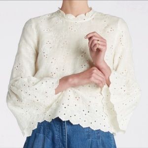 Ulla Johnson Grace Eyelet White Blouse Top Sz 4